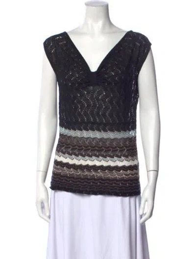 Pre-owned M Missoni Merino Wool Patterned Top In Black