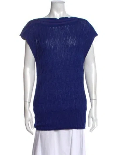 Pre-owned M Missoni Merino Wool Patterned Top In Blue