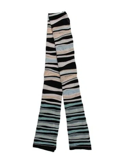 Pre-owned M Missoni Merino Wool Striped Scarf In Blue