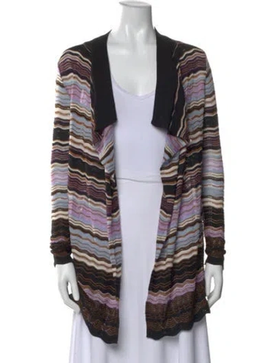 Pre-owned M Missoni Merino Wool Striped Sweater In Black