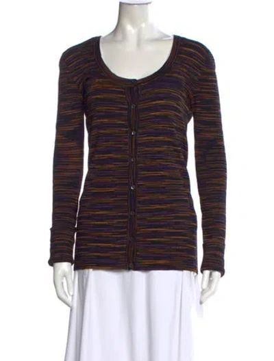 Pre-owned M Missoni Merino Wool Striped Sweater In Black