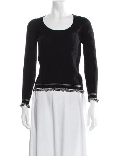 Pre-owned M Missoni Merino Wool Striped Sweater In Black