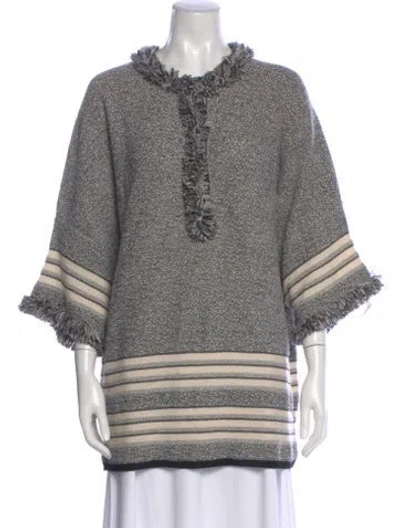 Pre-owned M Missoni Merino Wool Striped Sweater In Gray