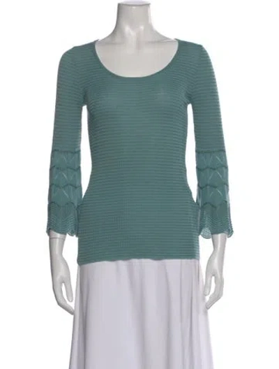Pre-owned M Missoni Merino Wool Striped Sweater In Green