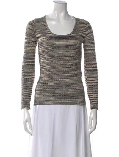 Pre-owned M Missoni Merino Wool Striped Sweater In Neutral
