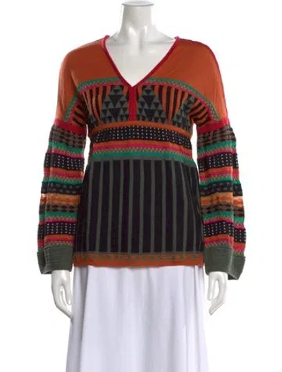Pre-owned M Missoni Merino Wool Striped Sweater In Orange