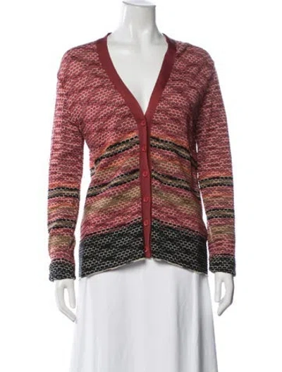 Pre-owned M Missoni Merino Wool Striped Sweater In Red