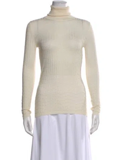 Pre-owned M Missoni Merino Wool Turtleneck Sweater In Neutral