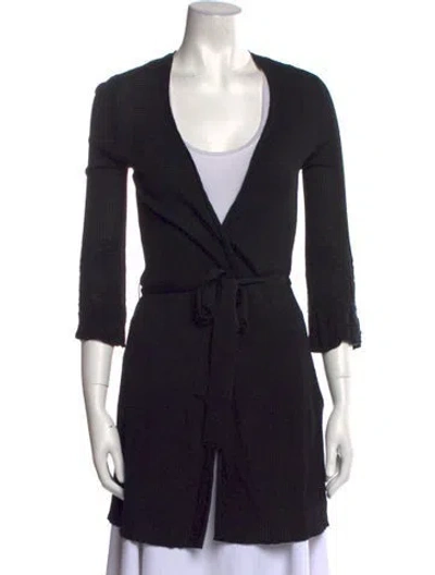 Pre-owned M Missoni Merino Wool V-neck Sweater In Black