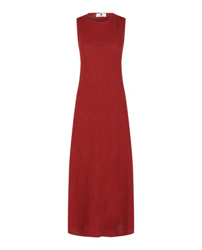 M Missoni Metallic Chevron Maxi Dress In Red