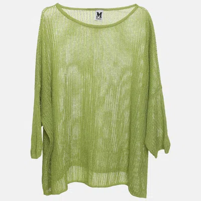 Pre-owned M Missoni Metallic Green Knit Tops L