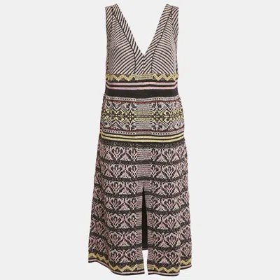 M Missoni Metallic Lurex Patterned Knit V-neck Sleeveless Dress In Multi
