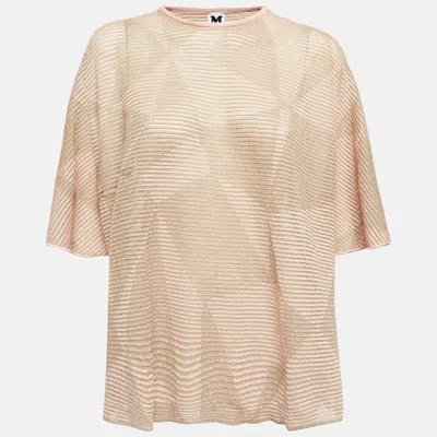 M Missoni Metallic Pink Lurex Knit Top In Neutral