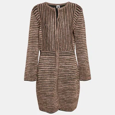 Pre-owned M Missoni Metallic Stripe Lurex Knit Long Cardigan L