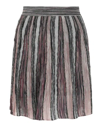 M Missoni Metallic Striped Mini Skirt In Brown