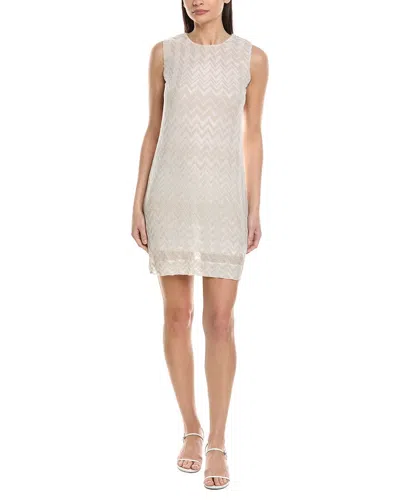 M Missoni Metallic Zigzag Print Shift Dress In Neutral