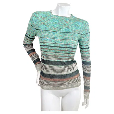 Pre-owned M Missoni Missoni Collection Multicolor Metallic Striped Wool Blend Knit Sweater It 40 In Gray