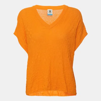 Pre-owned M Missoni Missoni Orange Cotton Knit Jacquard Sleeveless V Neck Top S