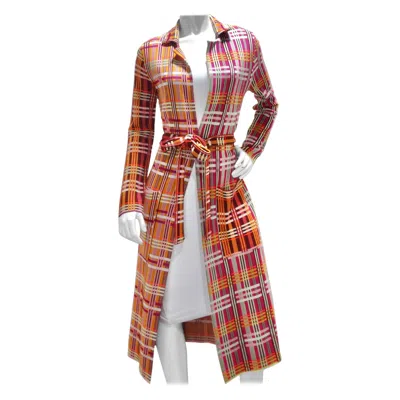 Pre-owned M Missoni Missoni Plaid Wrap Coat In Brown