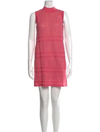Pre-owned M Missoni Mock Neck Mini Dress W/ Tags In Red