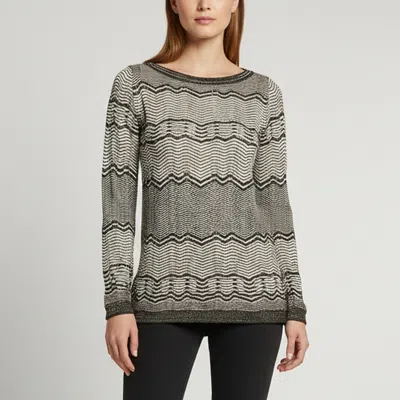 Pre-owned M Missoni Monochrome Chevron Knit Long Sleeve Top S In Black