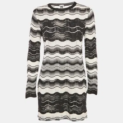 Pre-owned M Missoni Monochrome Pattered Knit Mini Dress M
