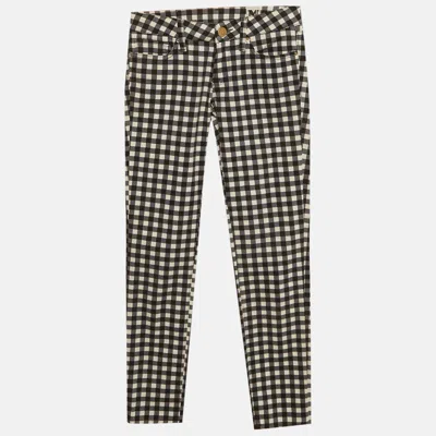 M Missoni Monochrome Plaid Cotton Low Rise Pants In Multi