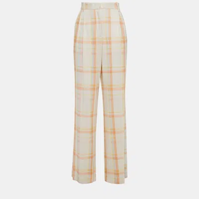 Pre-owned M Missoni Multicolor Checked Jersey Wide Leg Trousers L (it 44)