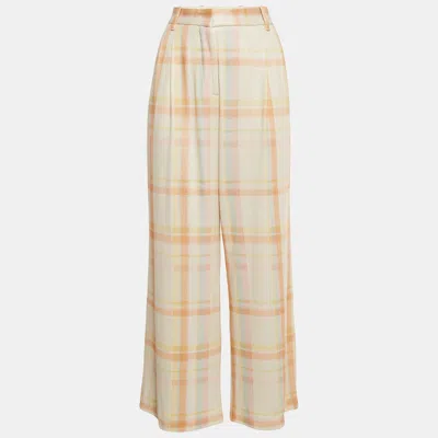 Pre-owned M Missoni Multicolor Checks Lurex Wide-leg Pants M In Pink