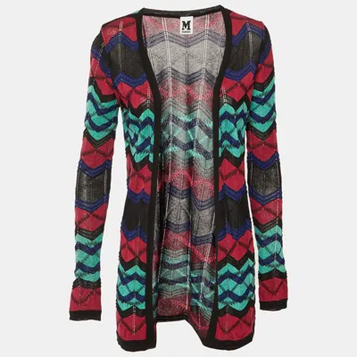 Pre-owned M Missoni Multicolor Chevron Knit Open Front Cardigan S