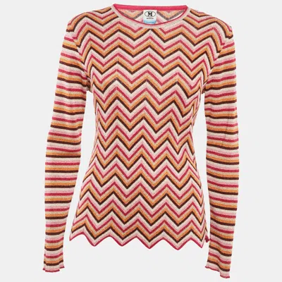 Pre-owned M Missoni Multicolor Chevron Lurex Knit Long Sleeve Jumper L