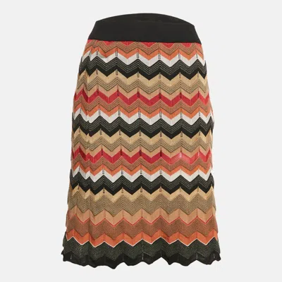 Pre-owned M Missoni Multicolor Chevron Pattern Knit Skirt M
