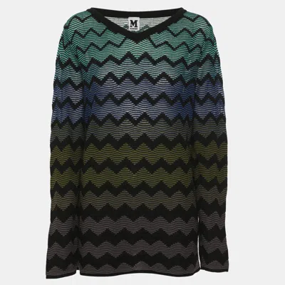 Pre-owned M Missoni Multicolor Chevron Patterned Knit Long Sleeve Sweater L