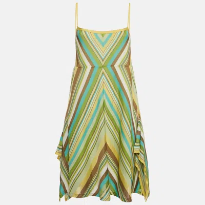 Pre-owned M Missoni Multicolor Chevron Patterned Knit Strappy Short Dress L