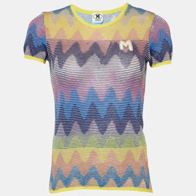 Pre-owned M Missoni Multicolor Chevron Patterned Knit T-shirt M