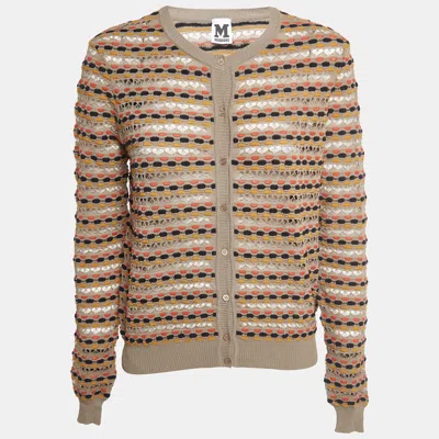 Pre-owned M Missoni Multicolor Eyelet Knit Cardigan M