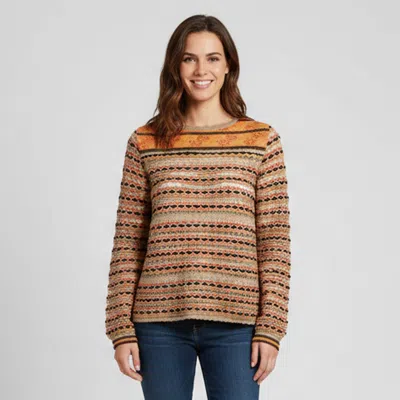Pre-owned M Missoni Multicolor Floral Striped Intarsia Knit Top S In Sand