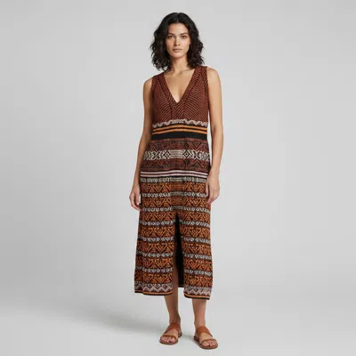 Pre-owned M Missoni Multicolor Geometric Lurex Knit Sleeveless Midi Dress M