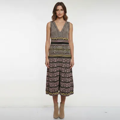 Pre-owned M Missoni Multicolor Geometric Lurex Knit Sleeveless Midi Dress Xxl