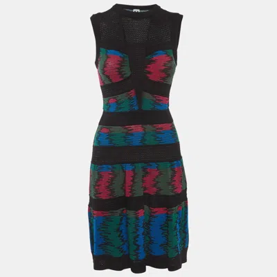 Pre-owned M Missoni Multicolor Jacquard Knit Mesh Detail Mini Dress S