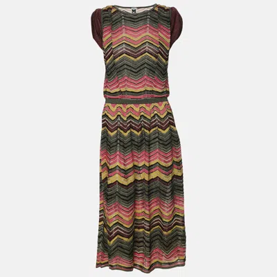 Pre-owned M Missoni Multicolor Knit Fabric Midi Dress M