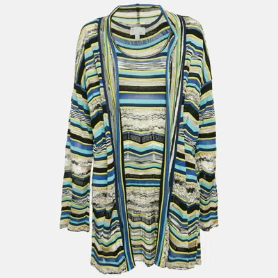 Pre-owned M Missoni Multicolor Knit Tank Top & Cardigan Set L