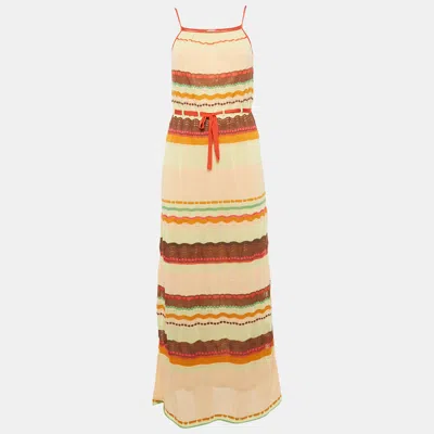 Pre-owned M Missoni Multicolor Pattered Knit Maxi Dress M