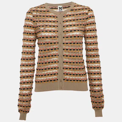 Pre-owned M Missoni Multicolor Patterned Knit Button Front Cardigan S