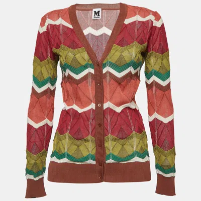 Pre-owned M Missoni Multicolor Patterned Knit Buttoned Cardigan S