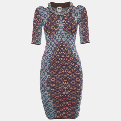 Pre-owned M Missoni Multicolor Patterned Knit Cutout Shoulder Midi Dress Xs