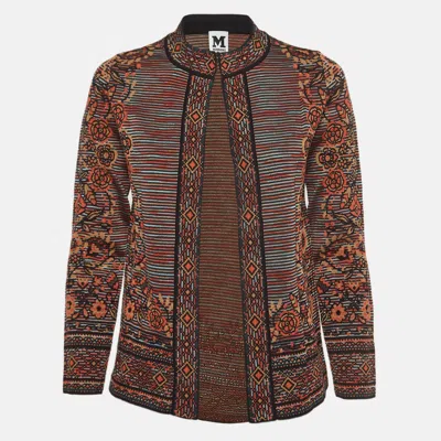 Pre-owned M Missoni Multicolor Patterned Knit Fabric Cardigan L