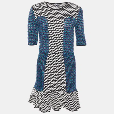 M Missoni Multicolor Patterned Knit Flounce Hem Mini Dress