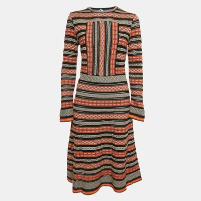 Pre-owned M Missoni Multicolor Patterned Knit Full Sleeve Midi Dress M