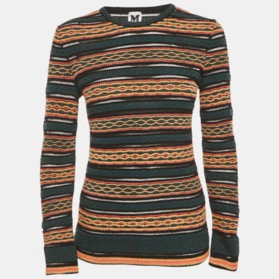 M Missoni Multicolor Patterned Knit Full Sleeve Top In Green